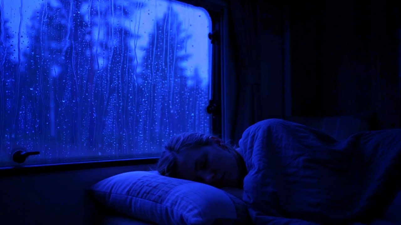 Van Life Rain Ambience at Night – 8 Hour Rain on Roof Sounds with No Thunder Disturbance
