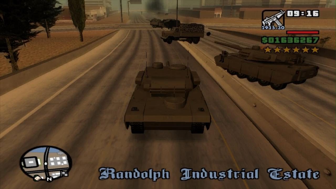 GTA San Andreas - 6 Star Wanted Level Rampage - Las Venturas & Grove Street Shootout - Tank Rampage