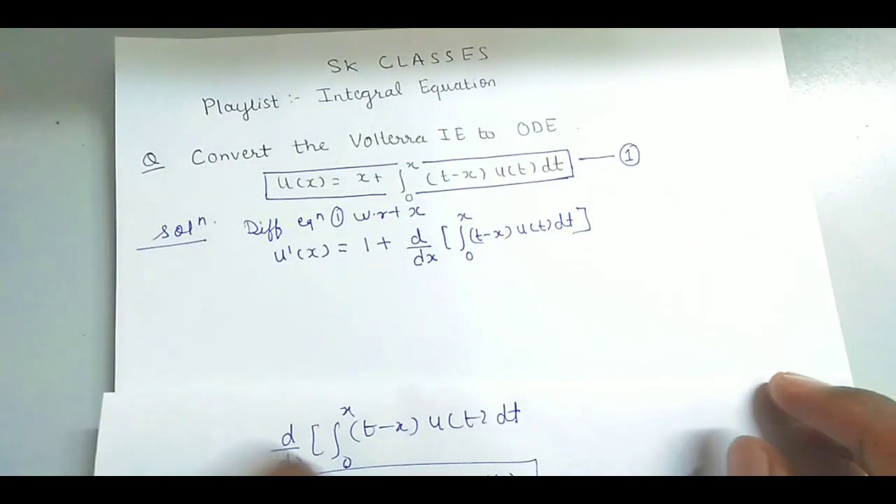 Convert the Volterra integral equation to ODE Example 1