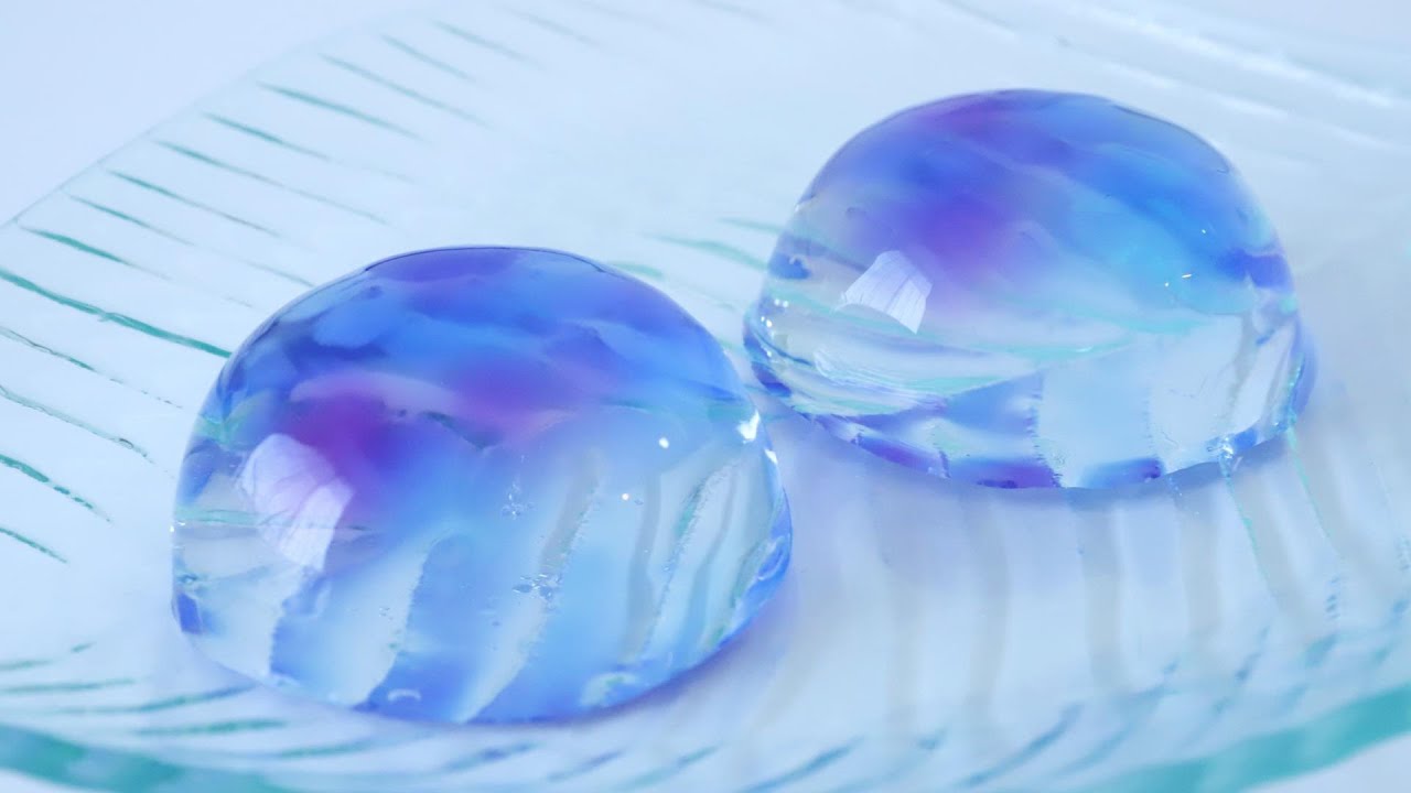 Hydrangea Rain Drop Cake Wagashi 紫陽花のひんやり水ゼリー 和菓子の作り方