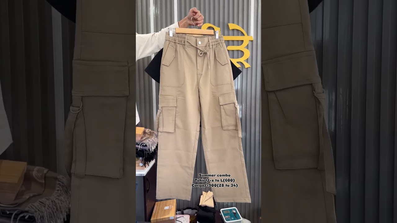 cargo pants and tshirt for summer girls wear #style #dress #highwaist #widepants #flarepants