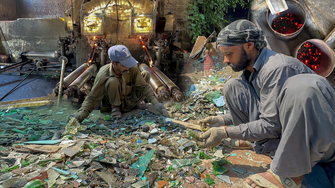 Amazing Recycling Process of Waste Glass Scrap Into Shiny Marble Balls