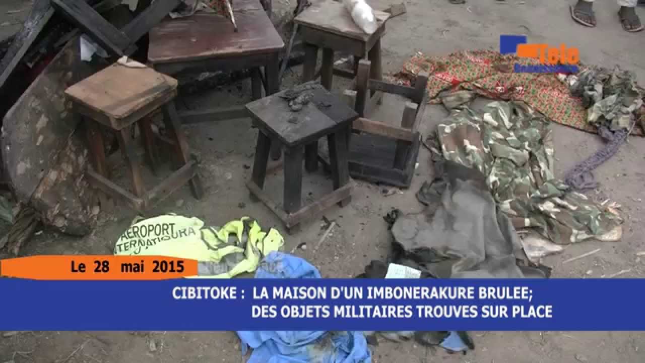 CIBITOKE: LA MAISON D' UN IMBONERAKURE BRULEE; DES OBJETS MILITAIRES TROUVES SUR PLACE.