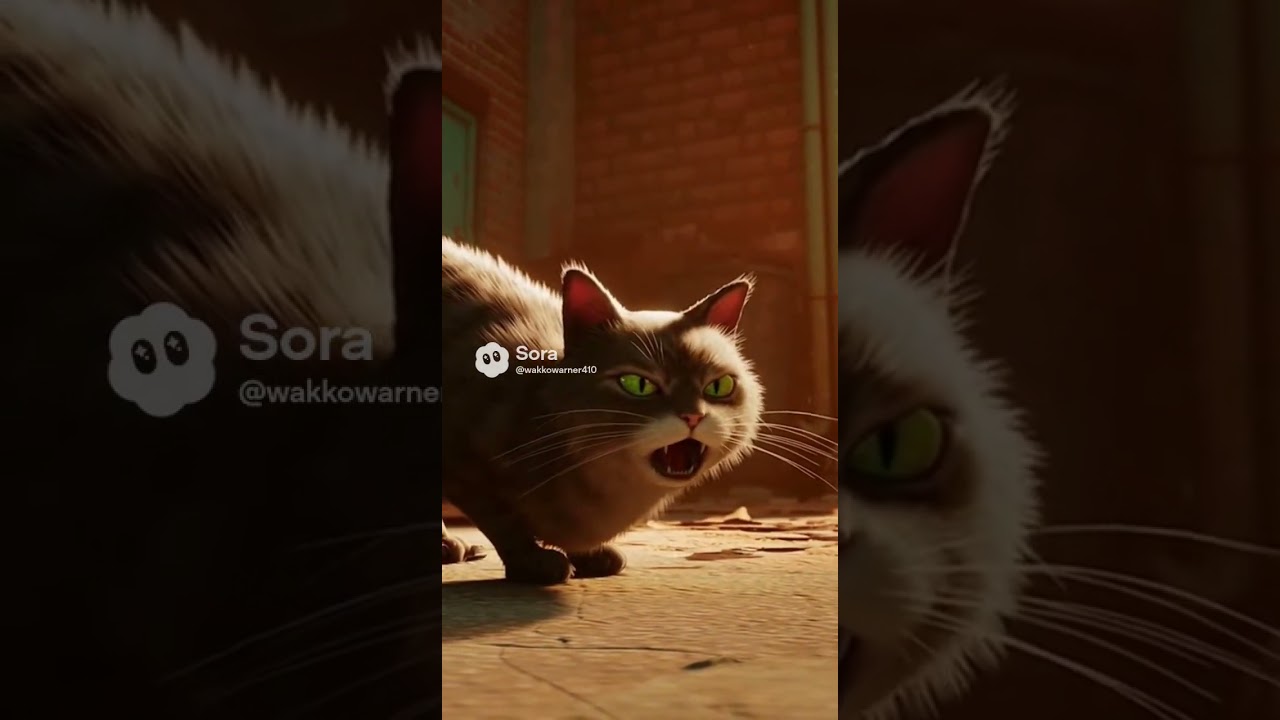 Animated cat hissing and growling