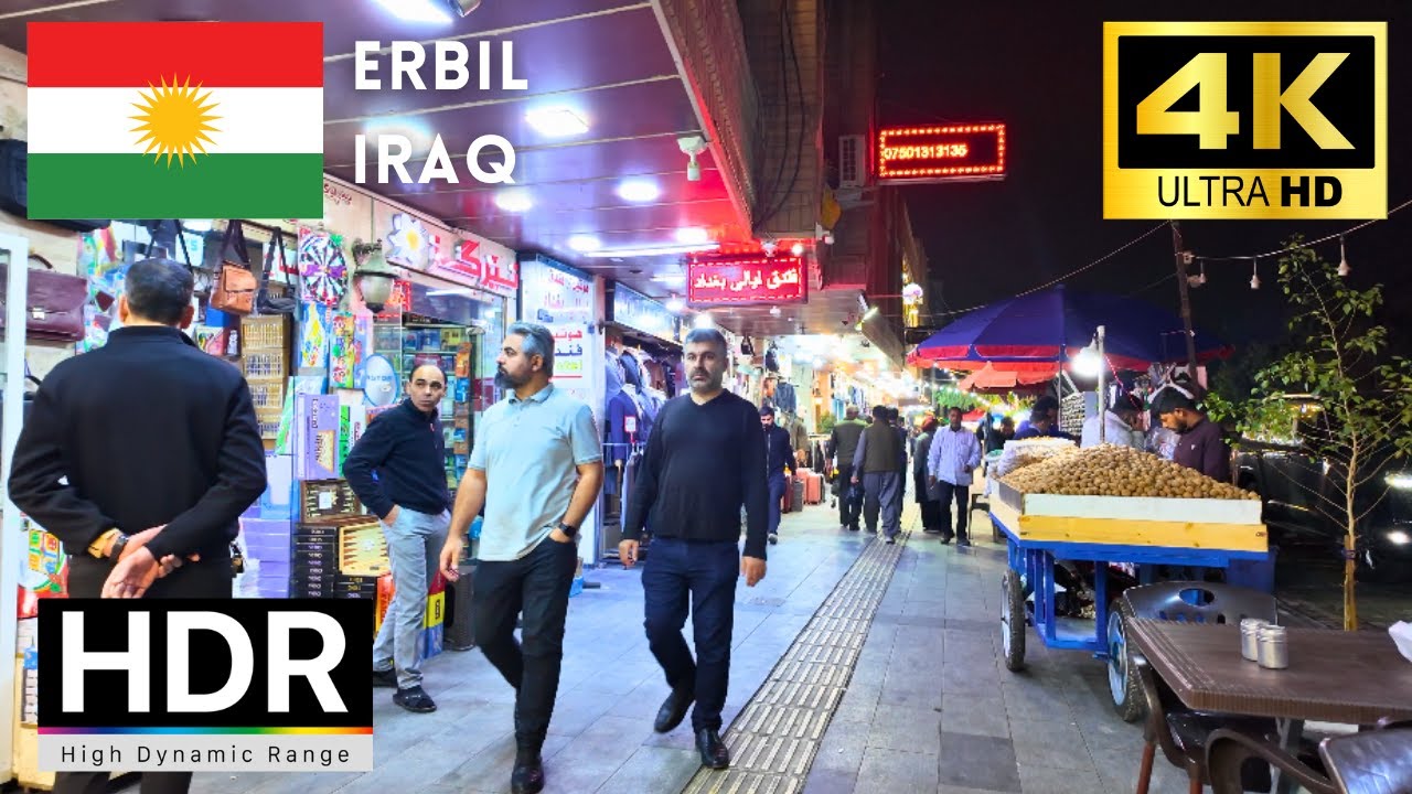 🇮🇶Erbil 4k walk - Kurdistān 4K Night Walking Tour｜4K 60fps