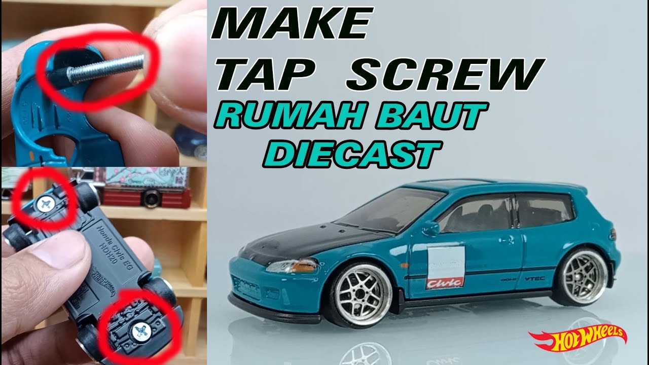 How To drilling and tapping rivet diecast Hot Wheels | swap with screw | membuat rumah baut diecast