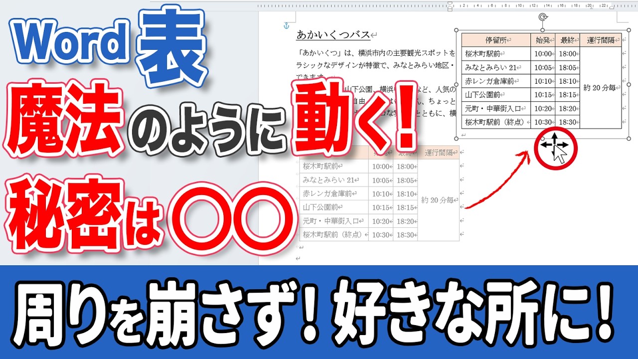 表を好きな場所に配置！ワード初心者でもできる超カンタン方法