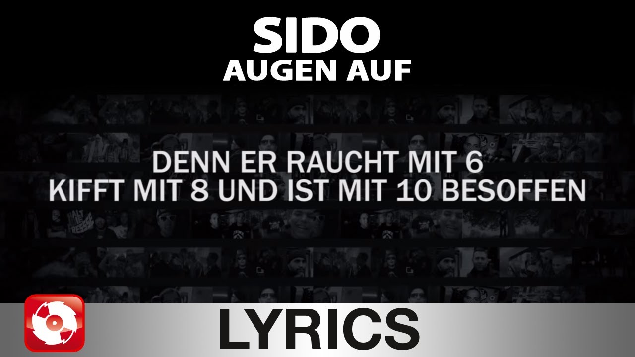 SIDO - AUGEN AUF AGGROTV LYRICS KARAOKE (OFFICIAL VERSION)