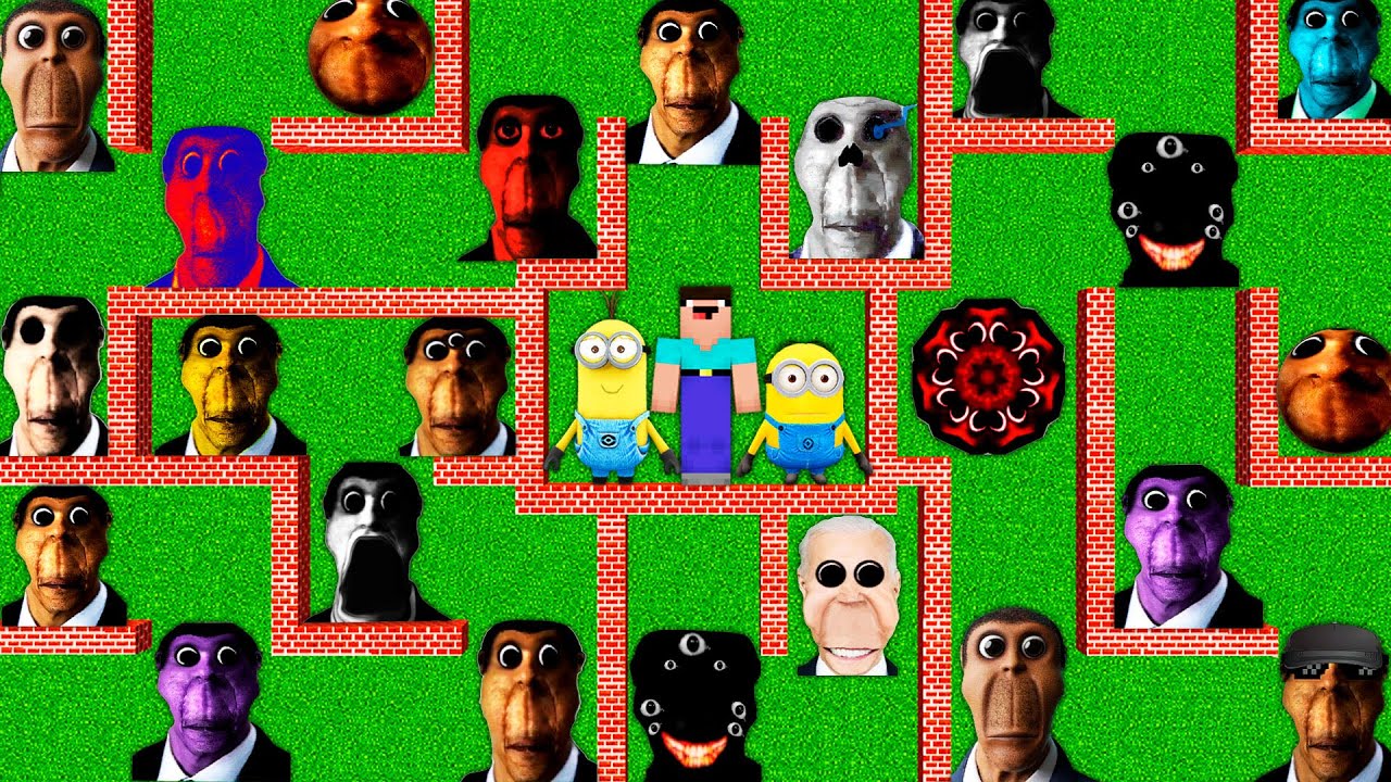 I found SECRET MAZE of OBUNGA FAMILY in MINECRAFT animation NEXTBOTS AMONG US ROBLOX RAINBOW FRIENDS