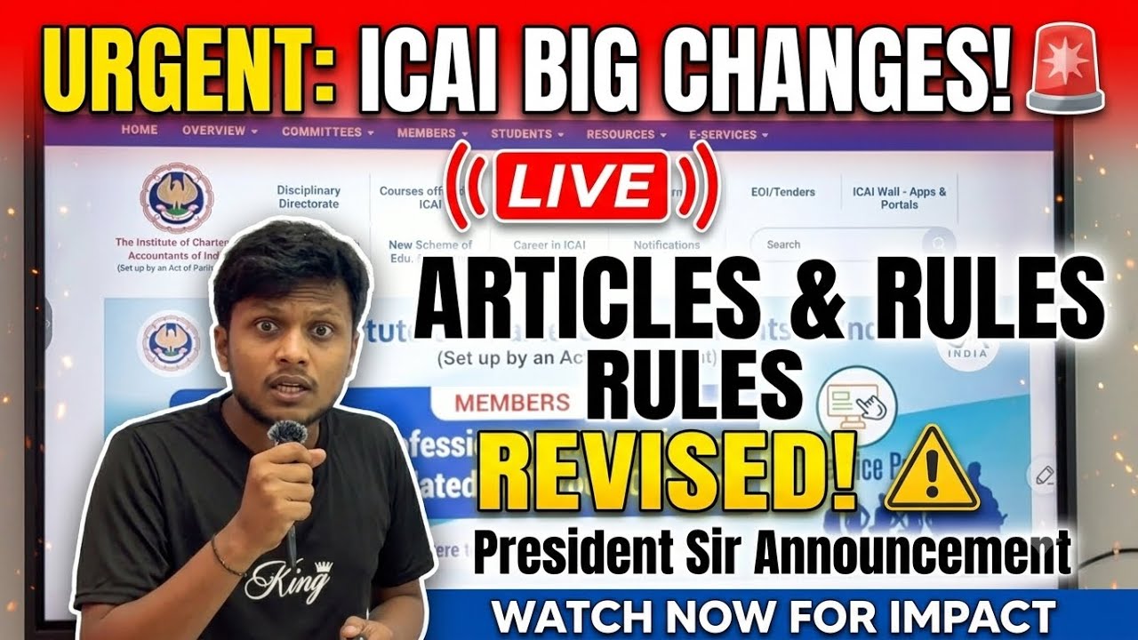 ICAI President Sir Official Announcement BIG changes CA Articleship & ICAI Rule and Regulation