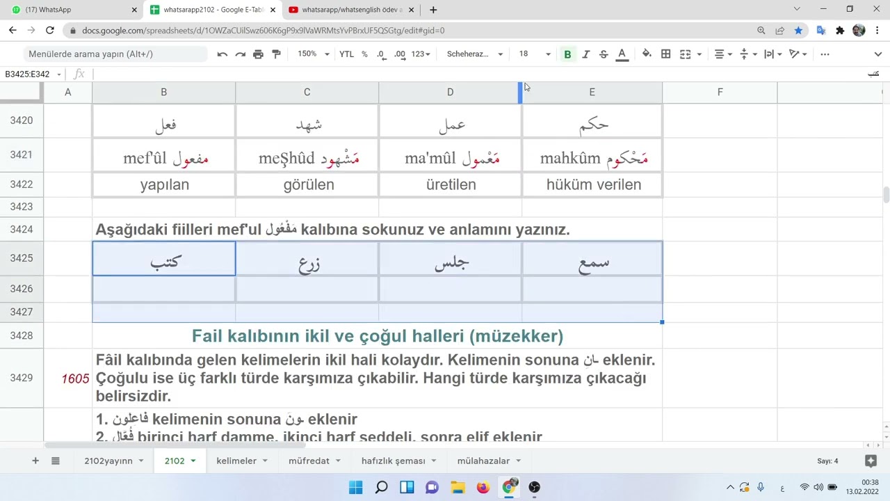 whatsarapp 16. hafta konu anlatımı. fail ile mef'ul kalıpları