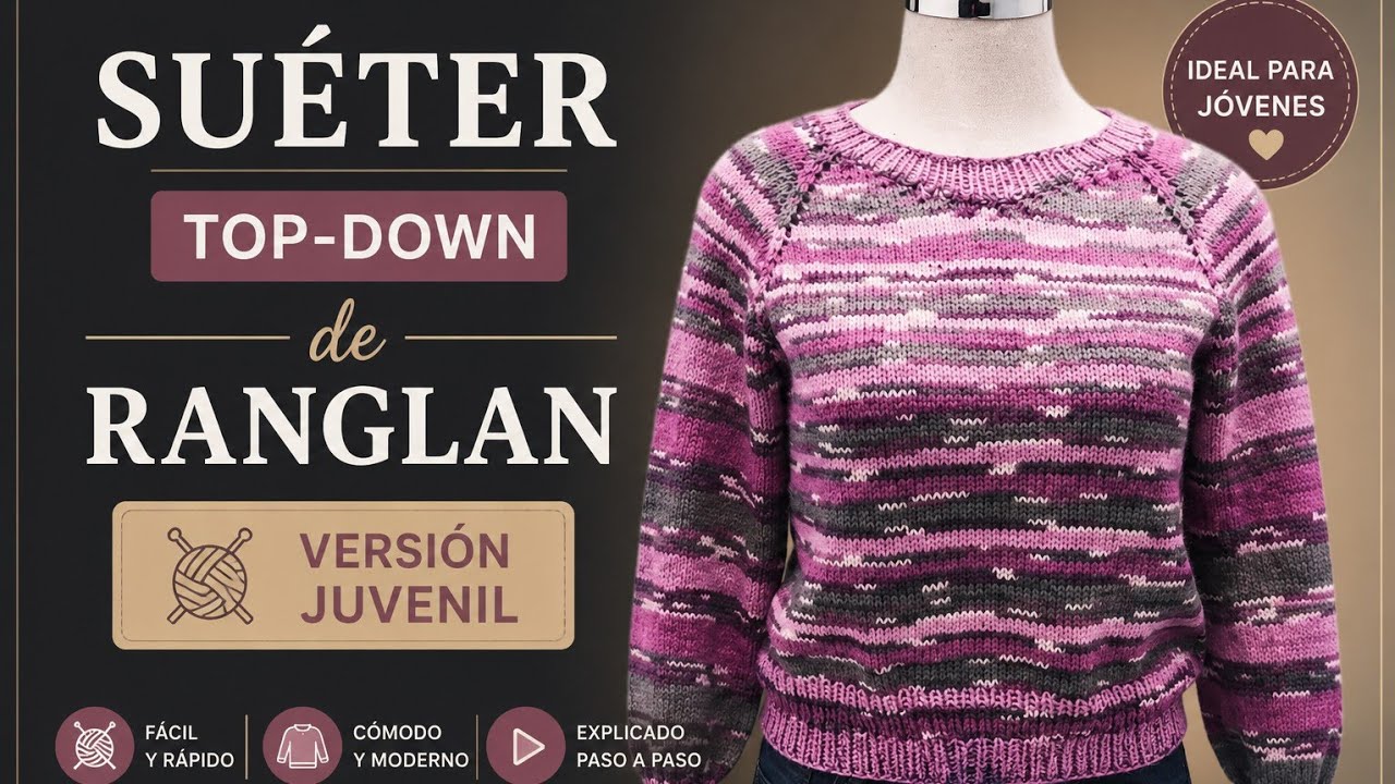 Cómo hacer suéter kniting desde el cuello con manga ranglan/Tejiendoconleonardo