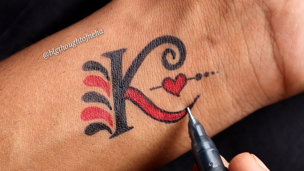 How to make k letter tattoo designs step by step