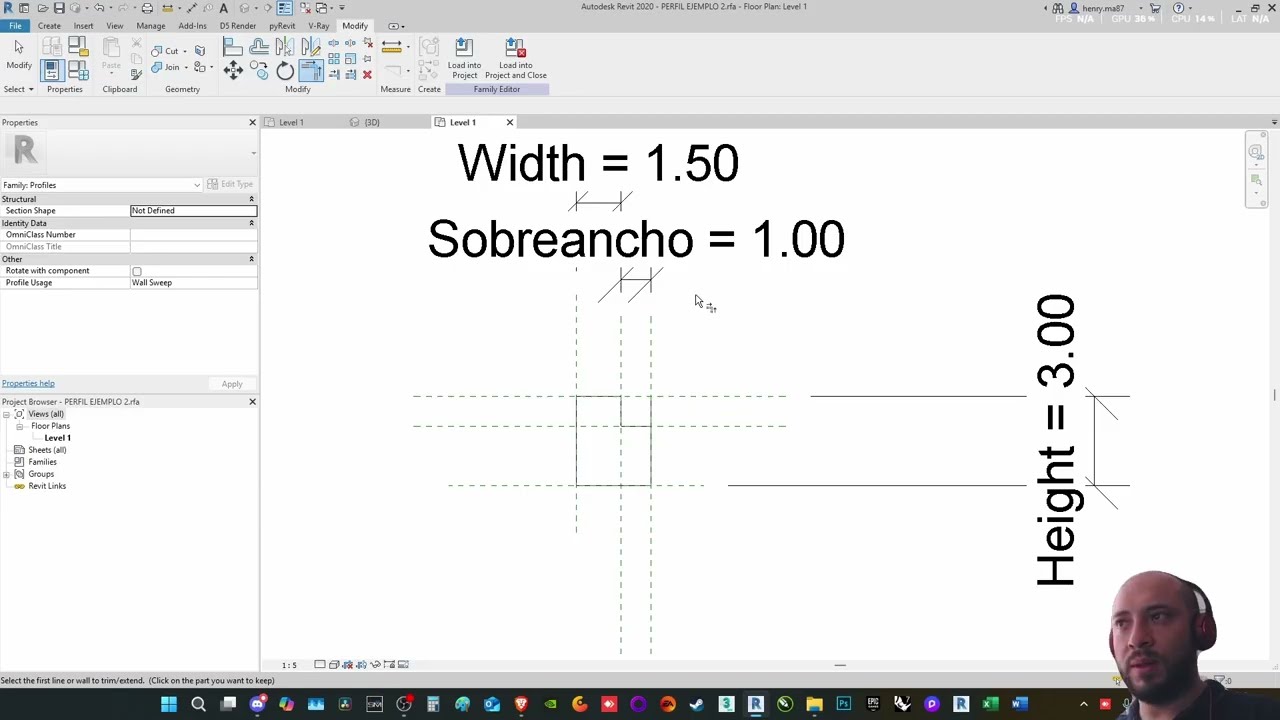 Revit Guarda Escoba Barridos y Telares