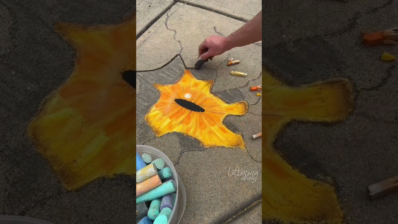There&rsquo;s a monster hiding under my driveway.  👀 3D chalk art eye in hole