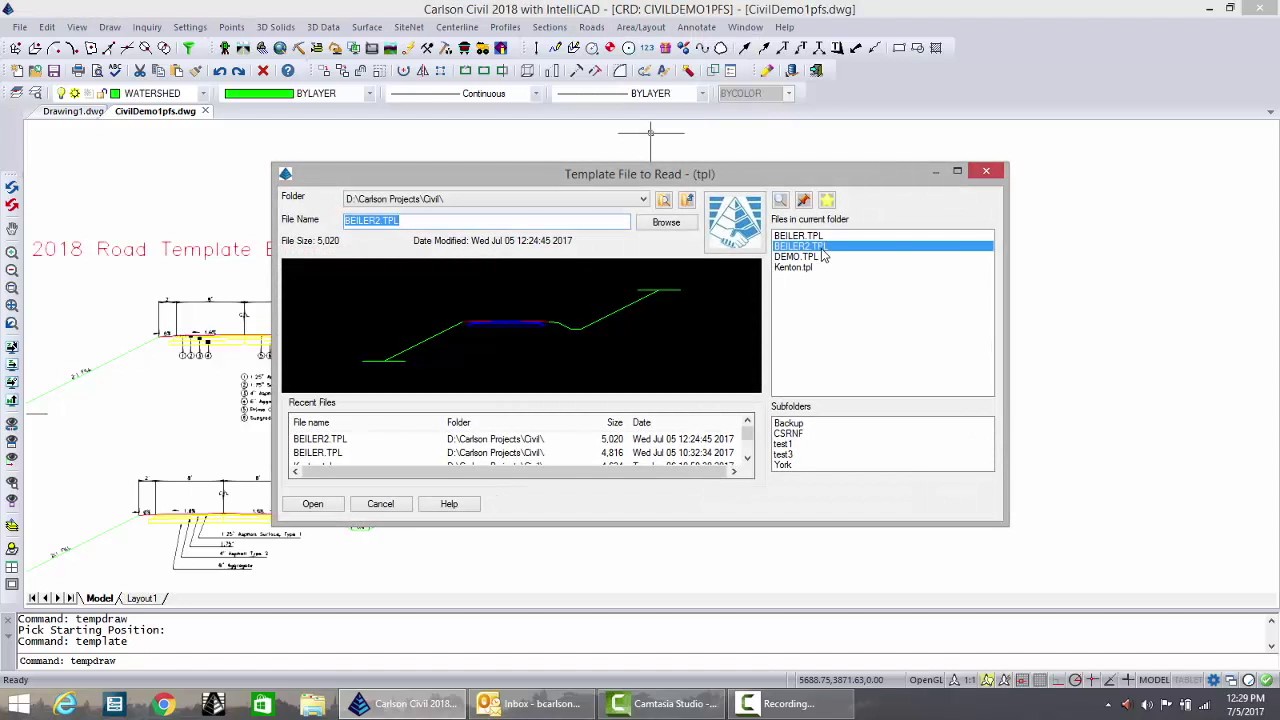 Carlson Civil 2018 | Чертежи типовых шаблонов