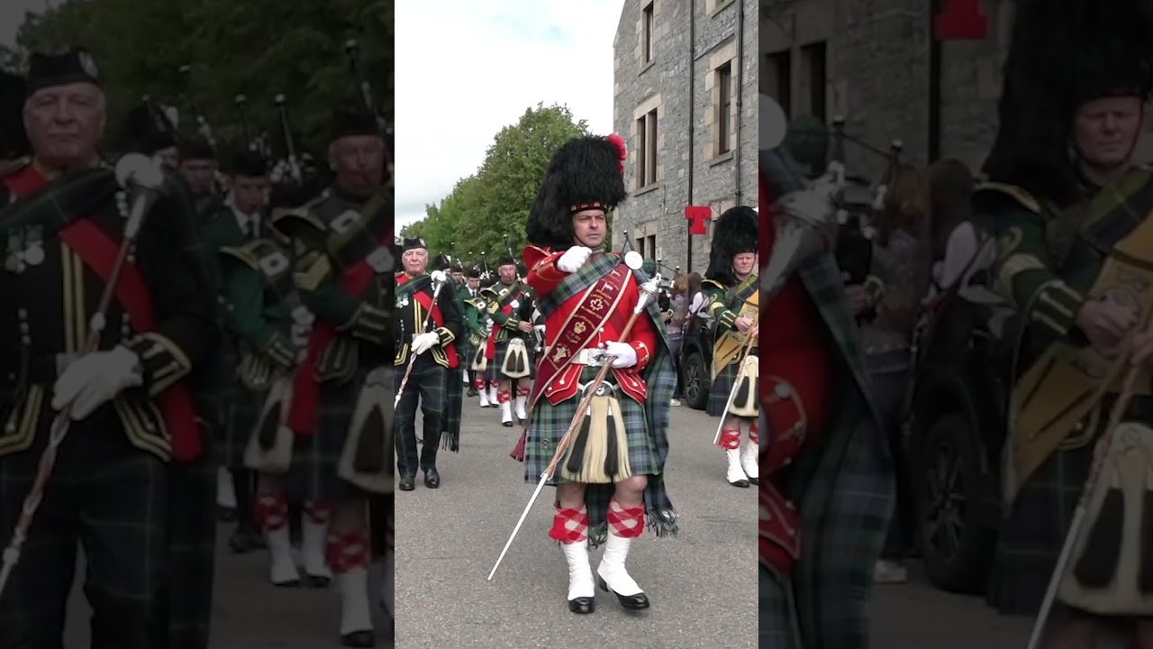 Scotland the Brave as Drum Major Esson leads the Pipe Bands to Tomintoul Highland Games #shorts