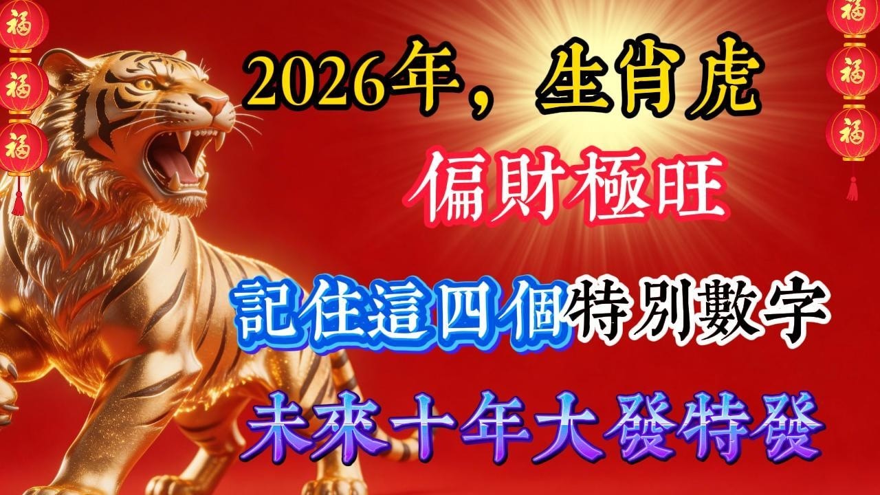 2026年生肖虎，偏財極旺，記住這四個特別的數字，未來十年大發特發！#生肖運勢#chinese calligraphy #中國書法#老年人健康#養生#老人言#生肖