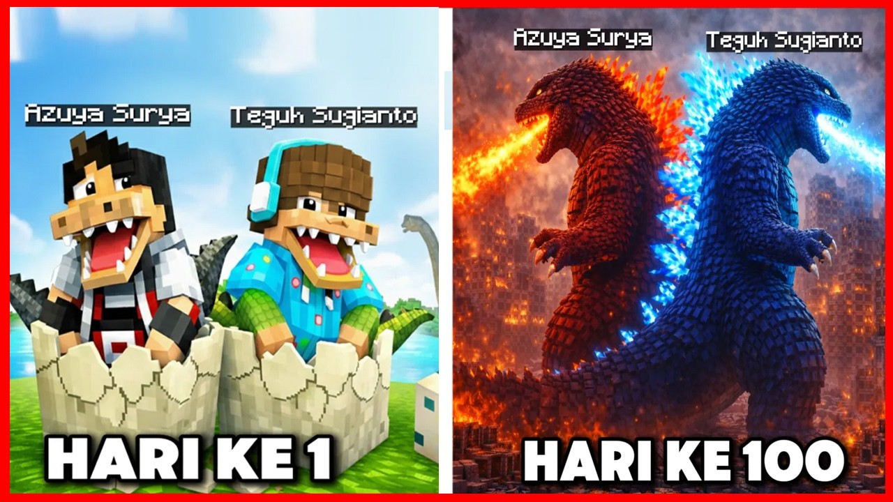 1000 HARI KITA DI ADOPSI JADI HEWAN ANOMALI MUTANT DI MINECRAFT VS GODZILLA LEHER PANJANG !