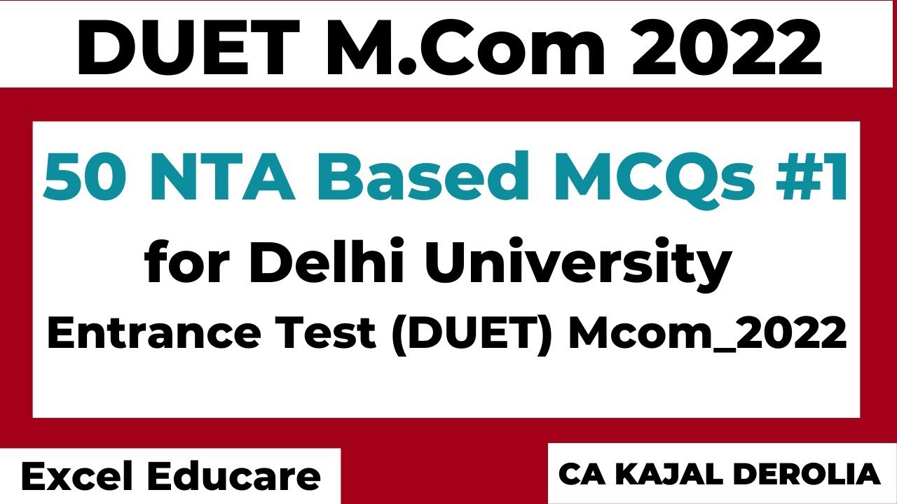 DUET Mcom 2022 Important MCQ#1 | Delhi University Entrance Test | Mcom Entrance Test 2022 |
