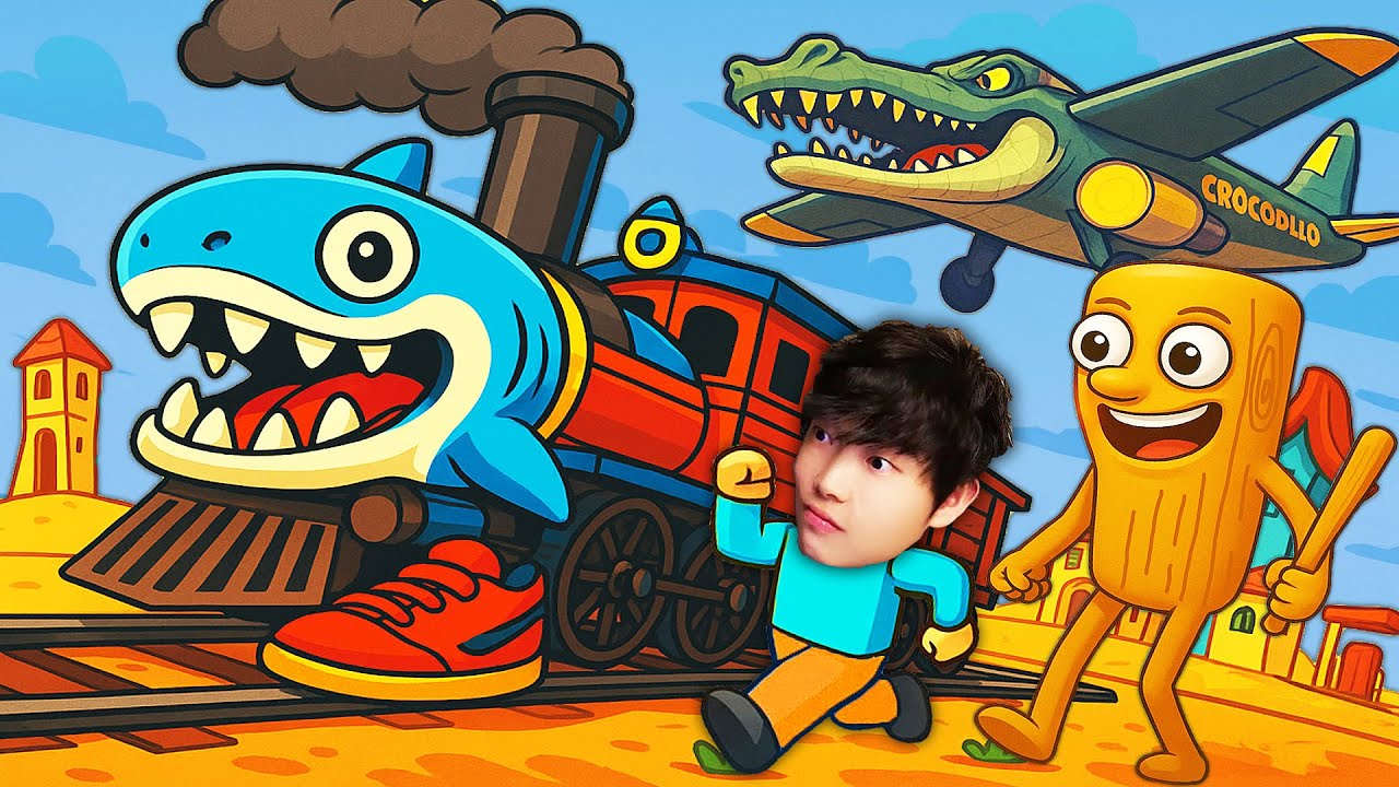 Ai山海經版火車旅遊！Tralalero鯊魚火車頭把Tung tung sahur木棍人當燃料！《Roblox》吊德斯DioDeS
