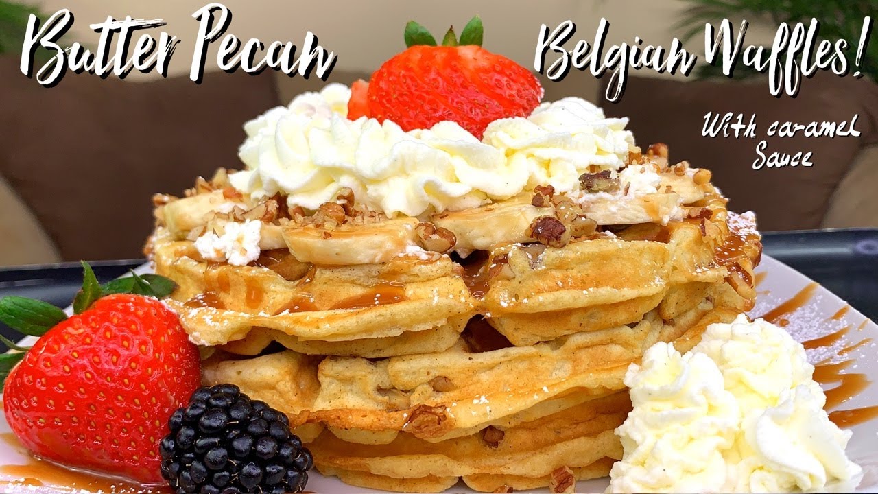 HOW TO MAKE BUTTER PECAN WAFFLES WITH CARAMEL SAUCE!