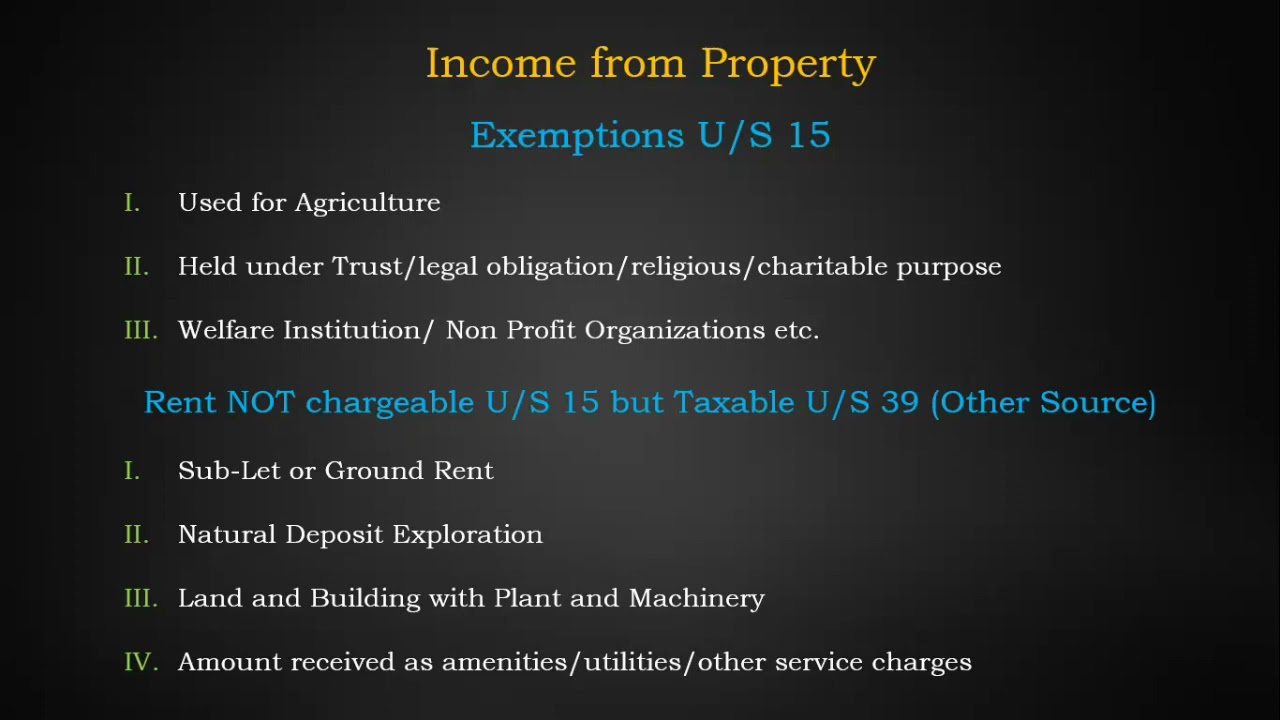 Tax Laws Lecture-11             Second Head of Income --- Income from Property