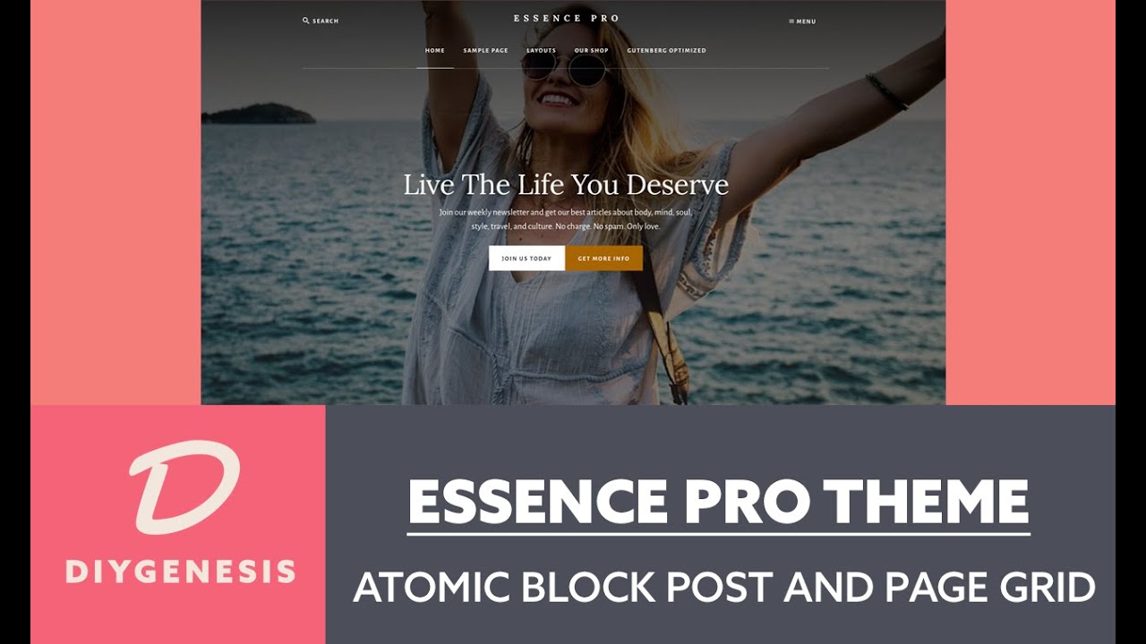 Essence Pro Theme StudioPress 2020 - How to Setup A Blog Page With Atomic Block Post and Page Grid