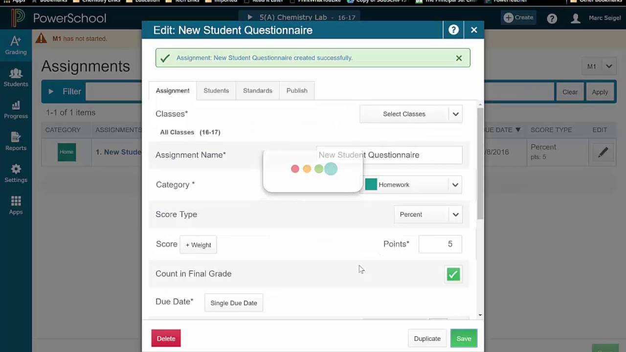 PowerSchool Tutorial--Creating Assignments