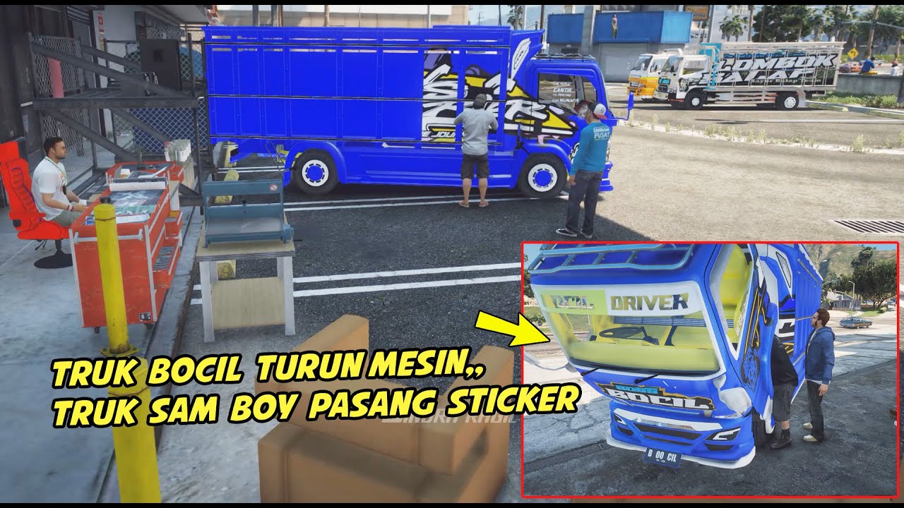 TRUK BOCIL TURUN MESIN TRUK SAM BOY PASANG STIKER