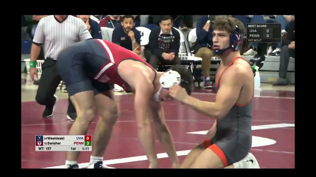 157lbs Colton Washleski (Virginia) vs Jude Swisher (Penn)