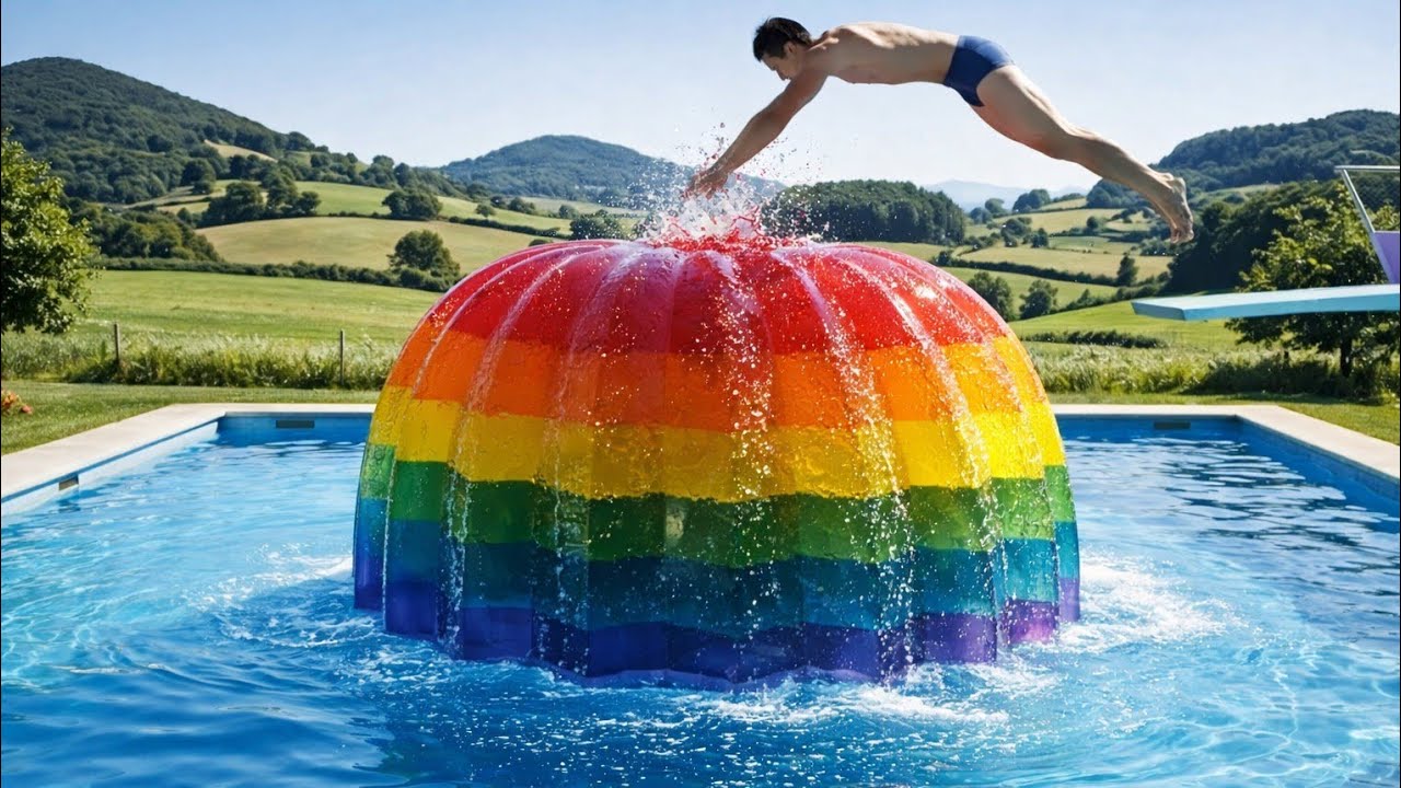 Man Jumps Into Giant Thick Jelly — Pool Explodes With Candy & Balloons | Deep Nest ASMR