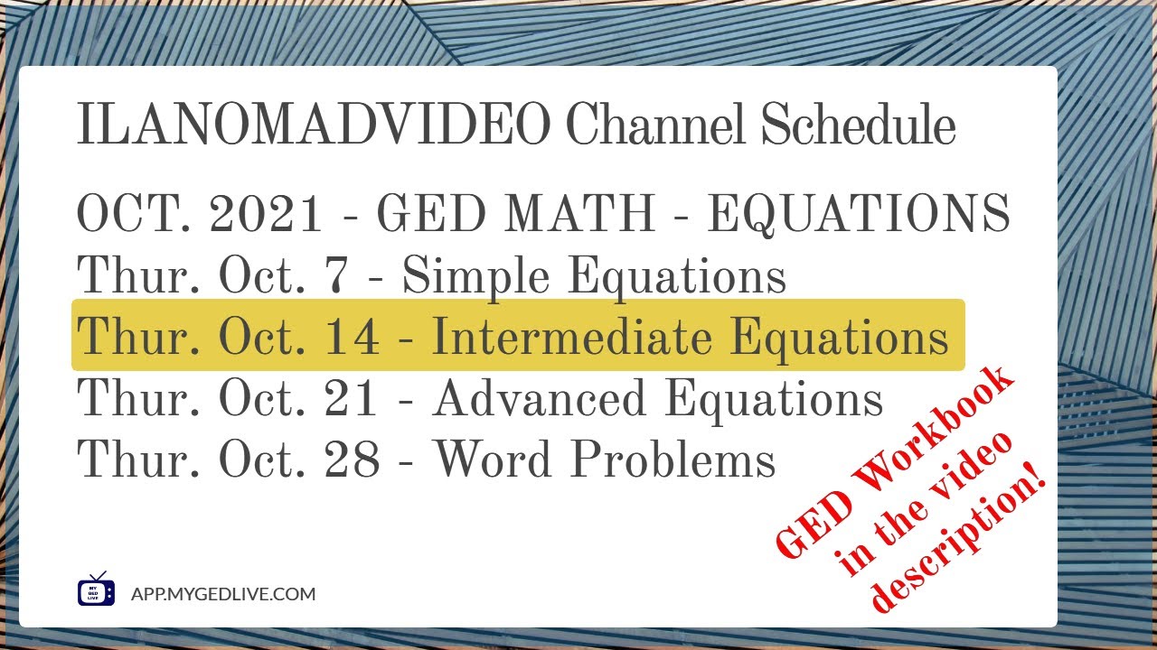GED Math Algebra Lesson - October 14, 2021