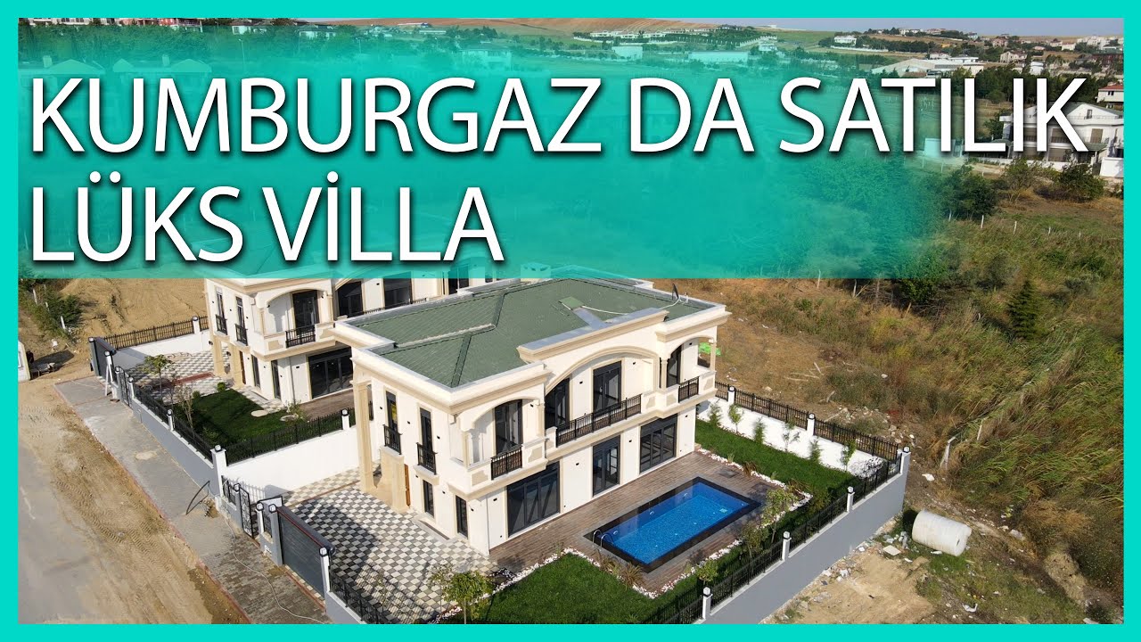 KUMBURGAZ DA SATILIK DENİZ MANZARALI HAVUZLU ULTRA LÜKS VİLLA EMLAK DRONE ÇEKİMİ