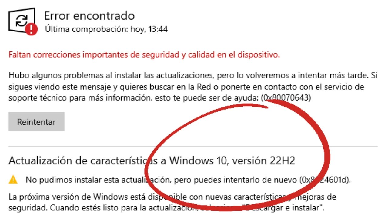 Soluci&oacute;n Windows 10 22H2 No puedes actualizar tu PC desde Windows Update