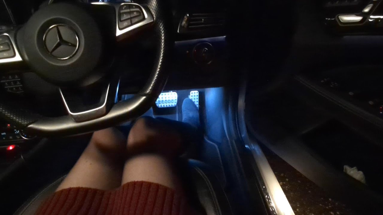 knee high boots posing in Mercedes
