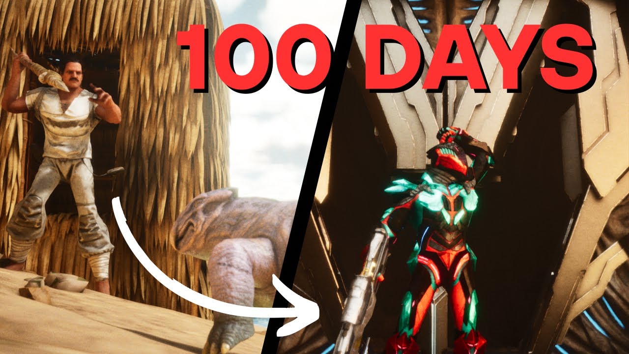 I spent 100 DAYS on THE ISLAND in ARK Survival Ascended!