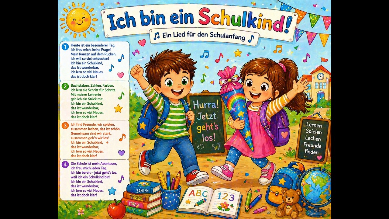 Schulanfang Lied f&uuml;r Kinder &ndash; Ich bin jetzt ein Schulkind!