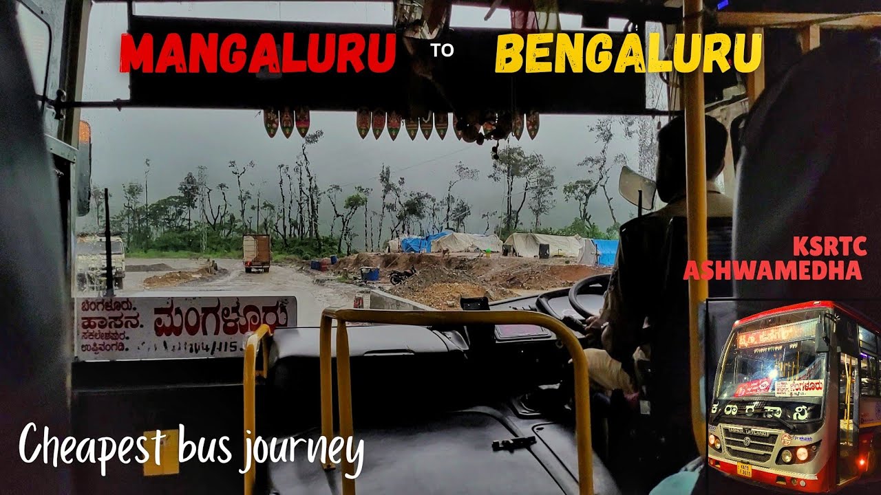 Mangaluru Bengaluru KSRTC Ashwamedha Bus Journey In Monsoon - Part 1: 4-laning work and ghat section