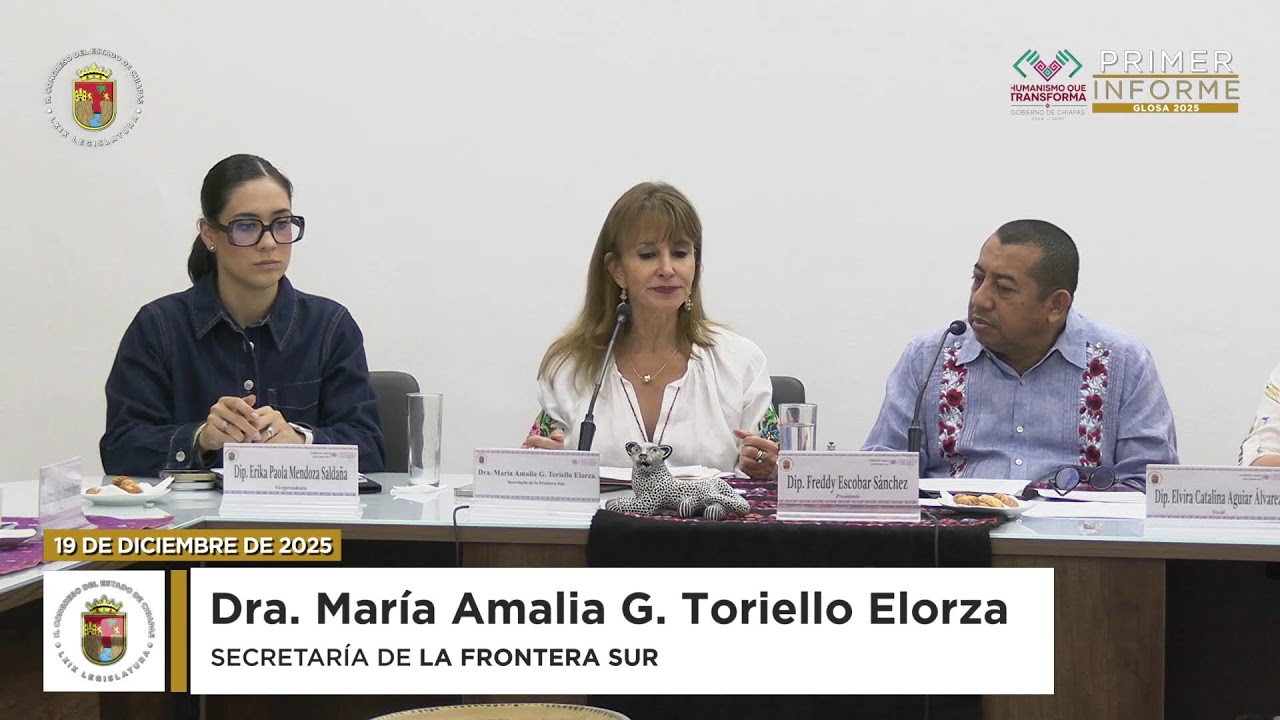 Transmisión en Vivo: Comparecencia de la Secretaria de Ia Frontera Sur. 19 de Diciembre de 2025.