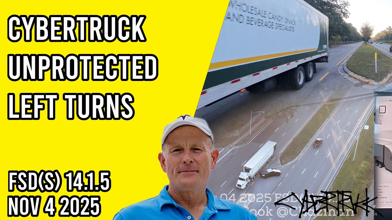 FSD Supervised v14.1.5 — незащищённые левые повороты Cybertruck
