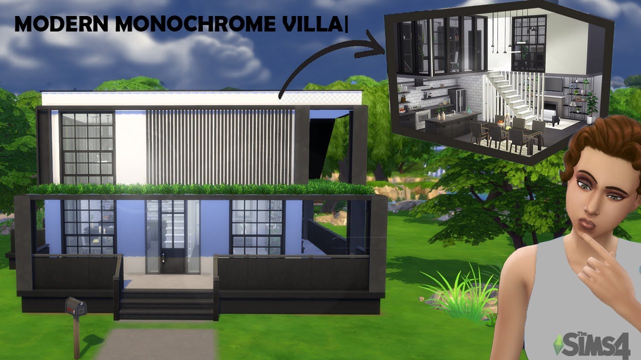 Modern Monochrome Villa || The Sims 4 Stop Motion Speed Build
