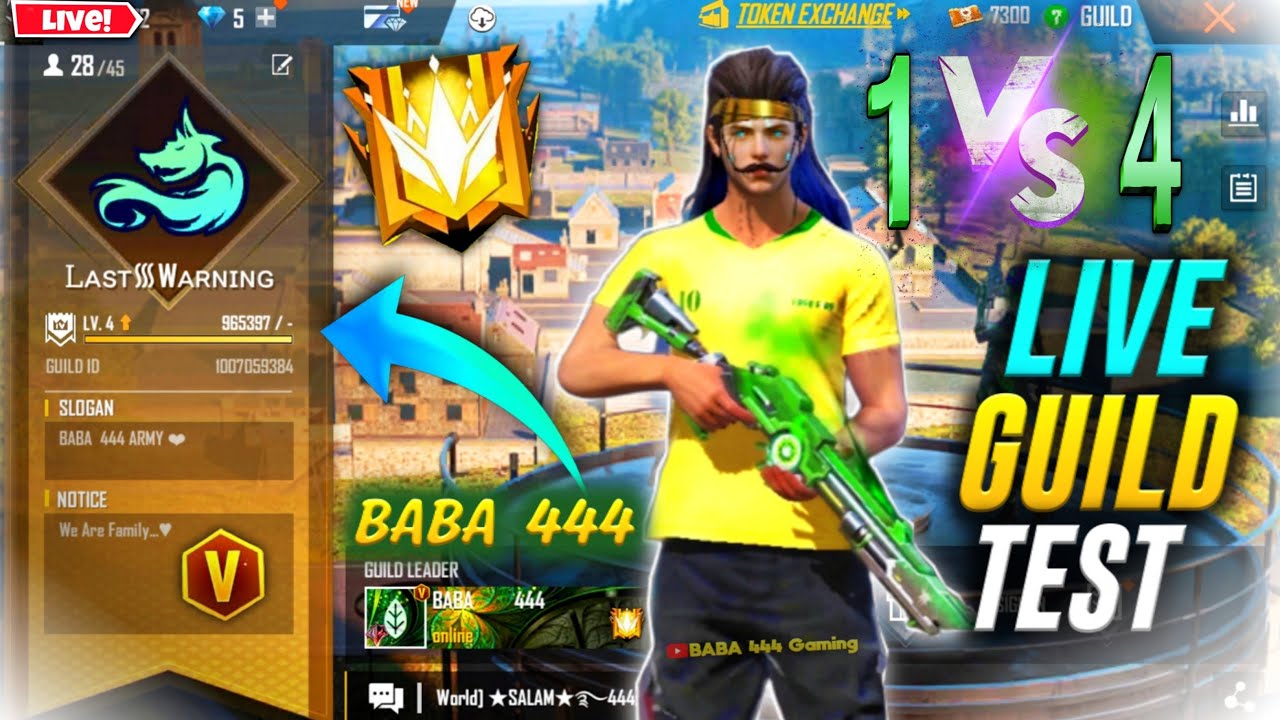 Live Guild Test Last Warning🔥||Join BABA 444'S Guild #fflive #ajjubhai #classyfreefire