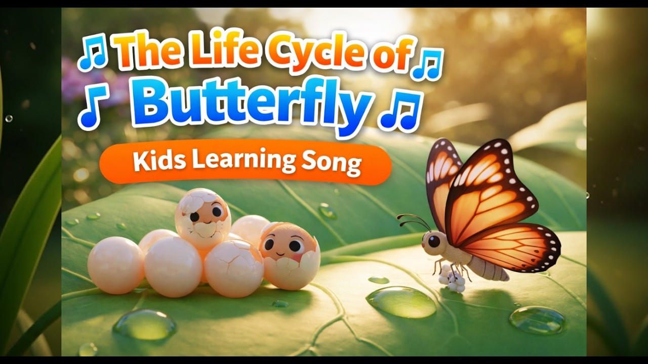 🎵 The Life Cycle of a Butterfly 🦋 | Kids Learning Song | Egg to Butterfly
