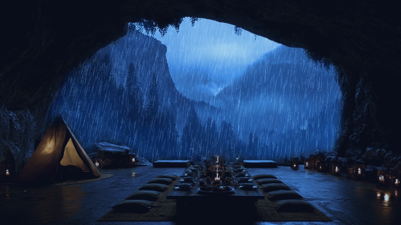 Cave Rain Sounds Ambience for Deep Sleeping, Anxiety Relief, and Stress-Free Night