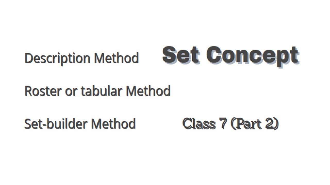 Set Concept | Description Method | Roster or tabular Method | Set-builder Method | Part 2