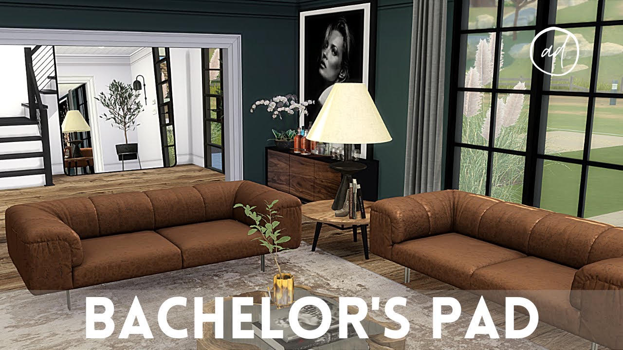 THE ULTIMATE BACHELOR'S PAD with basketball court || Sims 4 || CC SPEED BUILD + CC List