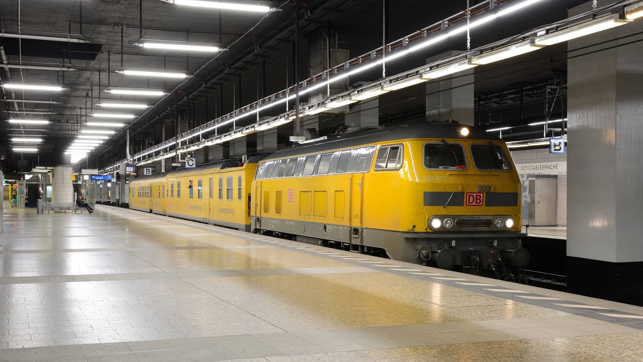 DB Netz 218 471 (MTU 4000 R40) mit Schienenpr&uuml;fzug 1 unterwegs im Frankfurter S-Bahntunnel