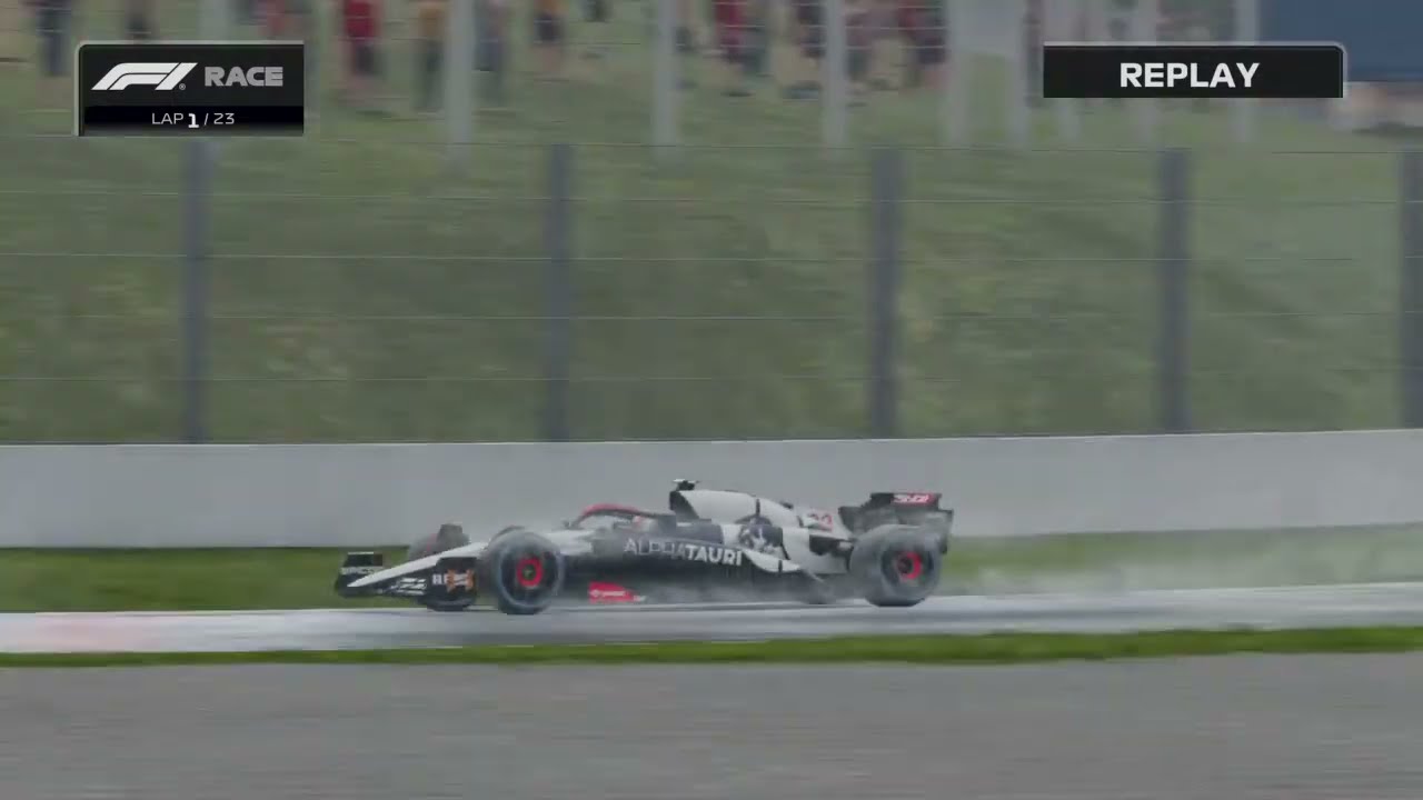 F1 23 Ps4 Gameplay race replay highlights Spanish Grand Prix Alpha Tauri