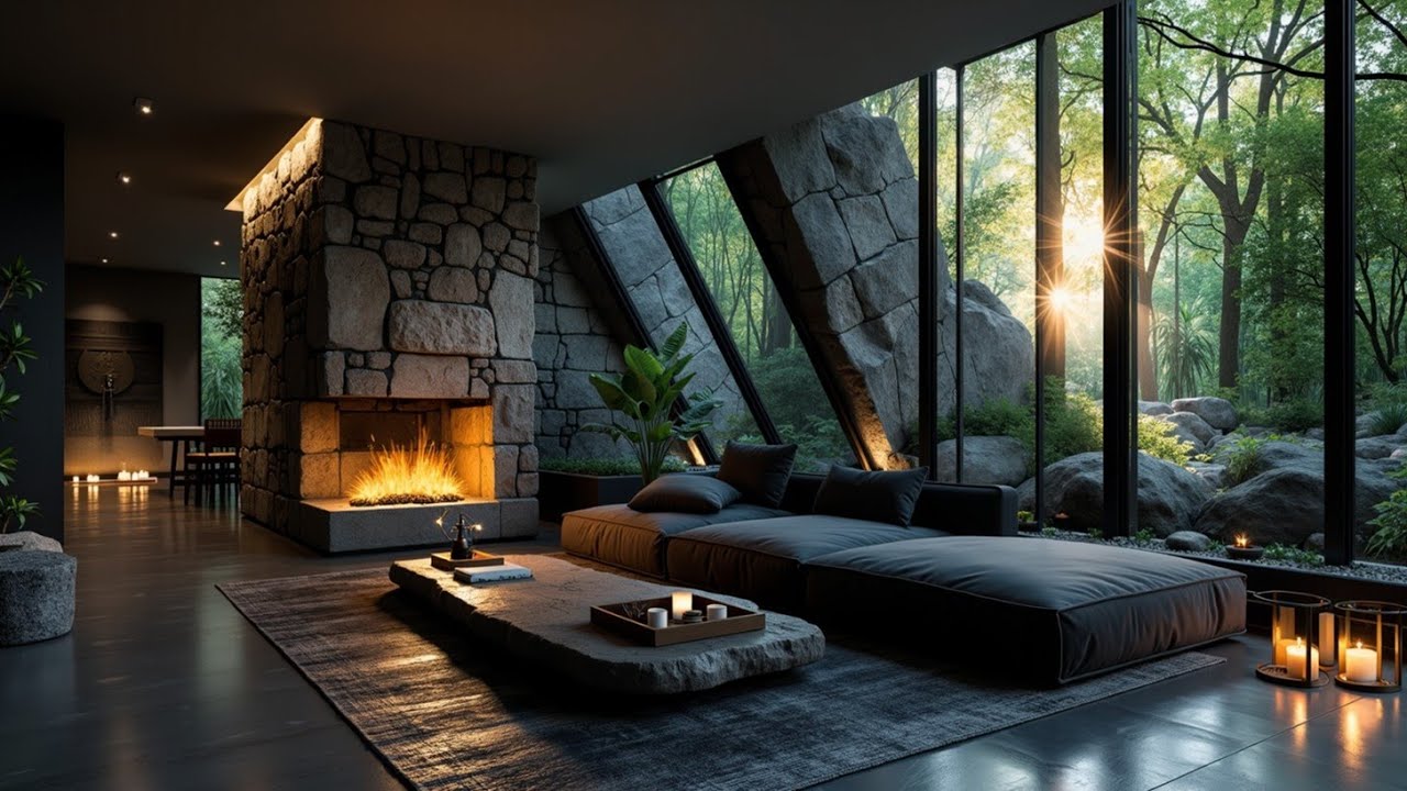 Cozy Cabin Morning Jazz | Fireside Relaxation & Nature Views | Gentle Jazz Music